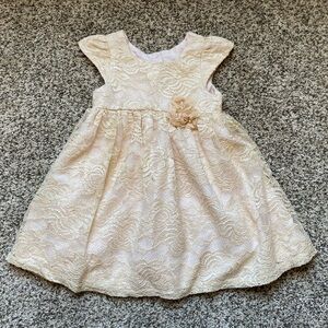 Mia and Mimi Toddler Girl Gold Lace Dress